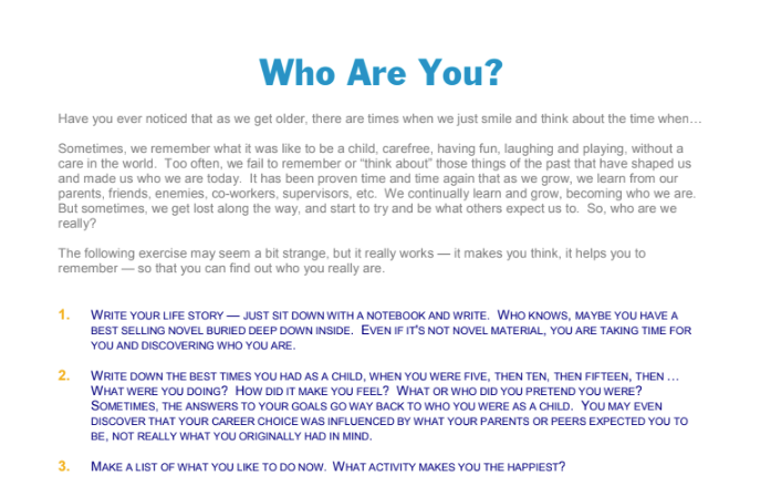 Who Are You? Journal Questions